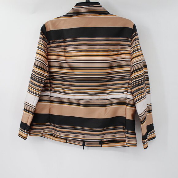 Lafayette 148 jacket women's Large full zip striped collared silk polyester - Picture 6 of 12